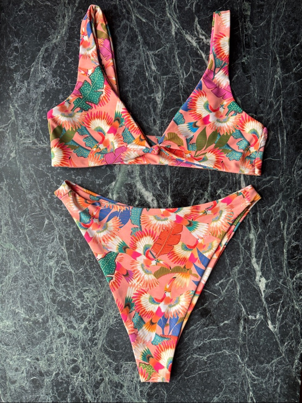 Skatie Pink Coral Multicolor Floral Bikini Set
